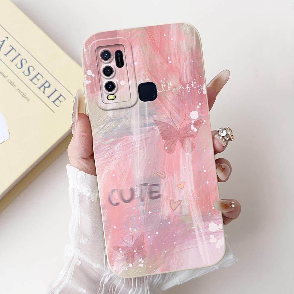 For Vivo Y30 1938 Case Y50 1935 Luxury Flowers Kawaii Cute Funny Painted Silicone Shockproof Phone Case For Vivo Y50 Back Cover