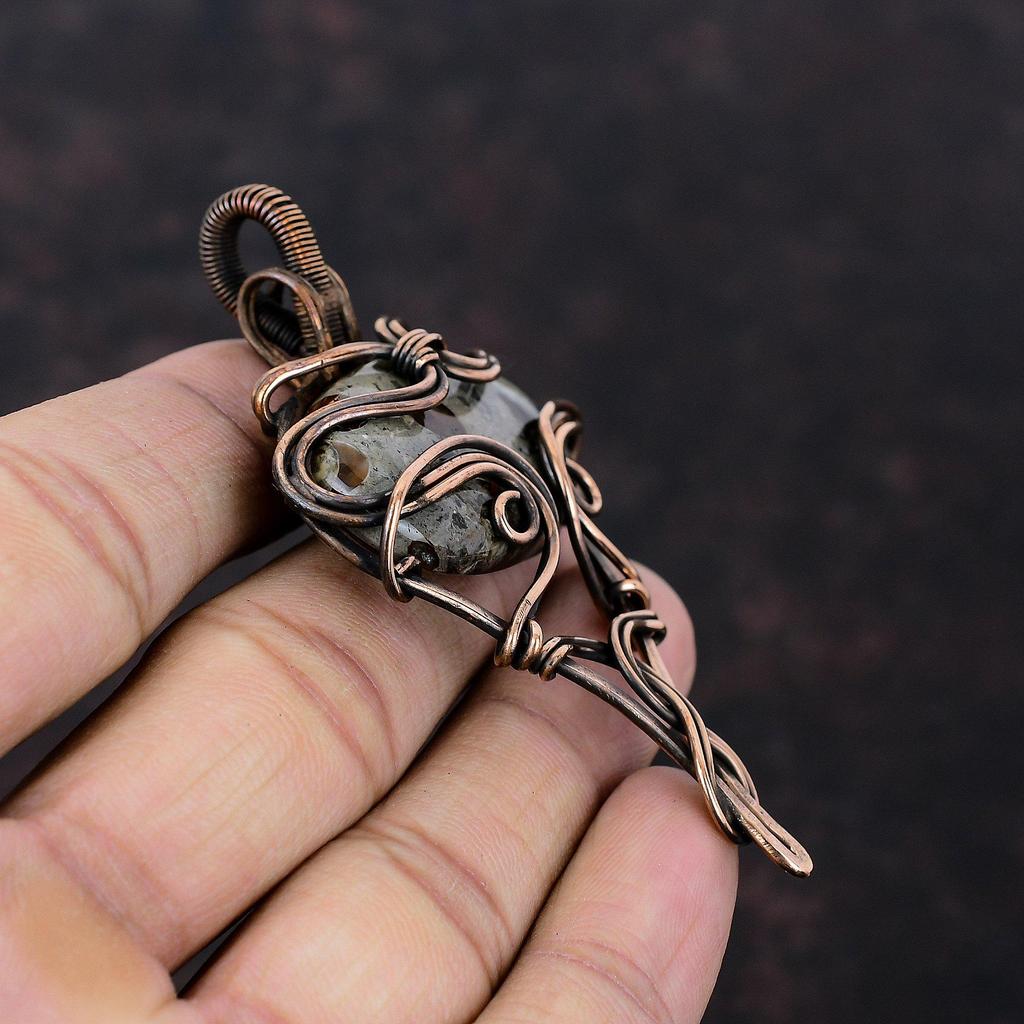Rock Calci Pendant Copper Wire Wrapped Pendant Handmade Pendant Wonderful Copper Jewelry Dainty Gemstone Pendant Rock Calci Jewelry For Gift