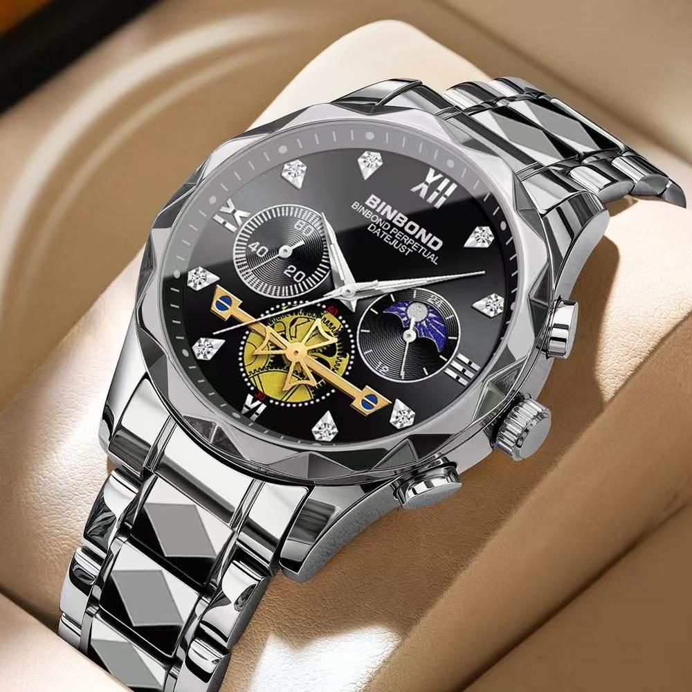 New Binbond Luxury Top Brand Men S Watch Waterproof Luminous Timer Automatic Date Stainless Steel Man Quartz Movement Watch +Box