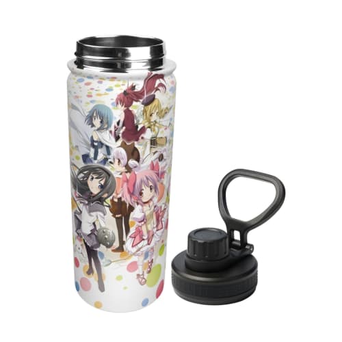 530ml Direct Drinking Thermos, Puella Magi Madoka Magica Stainless Steel Bottle, Insulated, Vacuum Insulated, Sports Bottle, for Girls, Boys, Kids, Ad