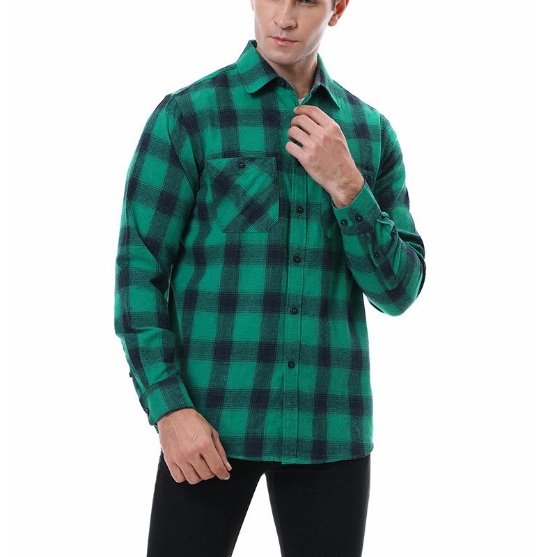 Men's Men's Plaid Shirt Facecloth Milled Warm Shirt Men's Models In Europe And The United States Casual Shirt