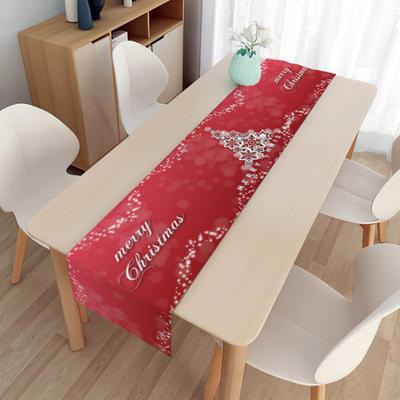 Tischfahne Tischläufer Weihnachtsdekoration Leinen Tischläufer Schmutzabweisend Bedruckte Weihnachtstischdecken