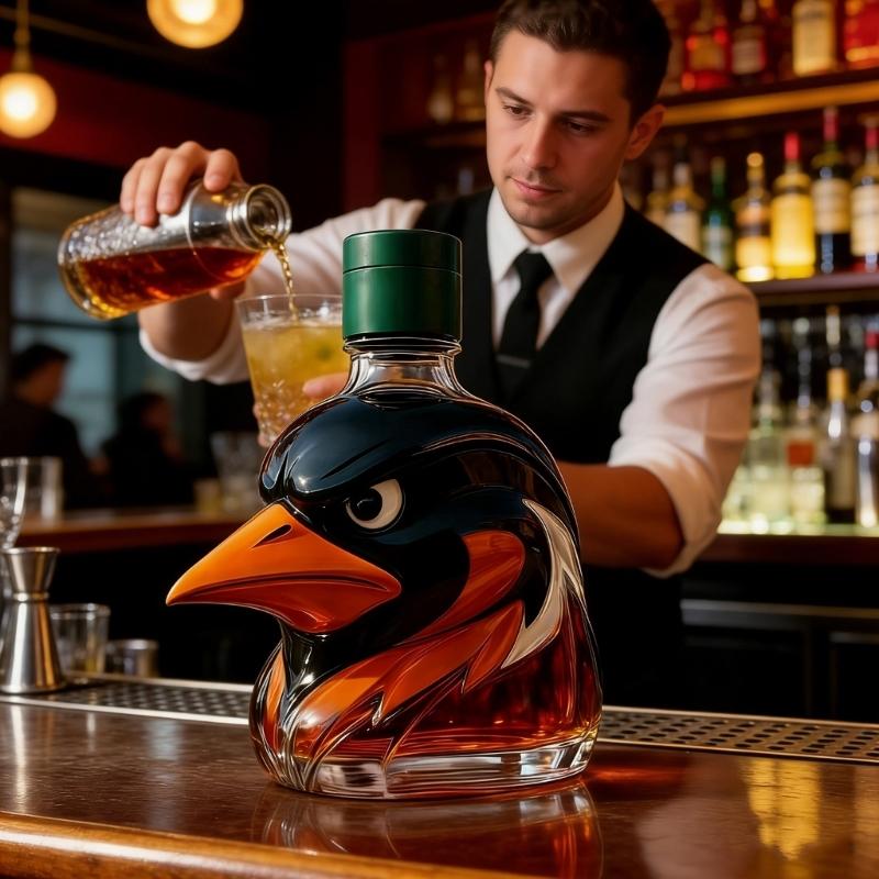 Hawks Head Themed Whiskeys Decanter With Leak Proof Lid For Cocktails Parties And Collectors Beverage Storage Solution