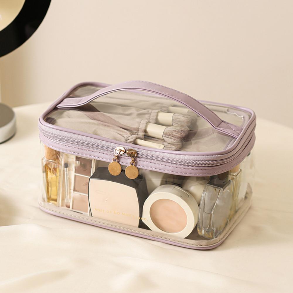 Transparent PU Cosmetic Bag Toiletry Bag Makeup Bag Practical Cosmetics and Jewelry Bag  Studio