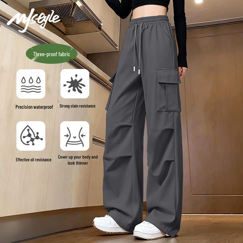 MJ STYLE Women's Winter Fleece-Lined Straight-Leg Cargo Pants