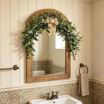 Artificial Olive Wreath Vine - Decorative Ornament for Mirrors & Fireplaces