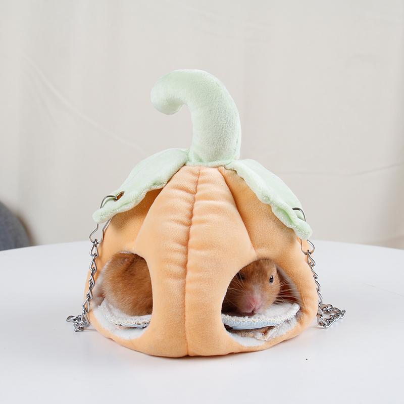 

Домик для хомяка с двумя отверстиями, клетка для морской свинки в форме тыквы, подвесной гамак для белки, игрушки, кровать-гнездо, товары для домашних животных на Хэллоуин