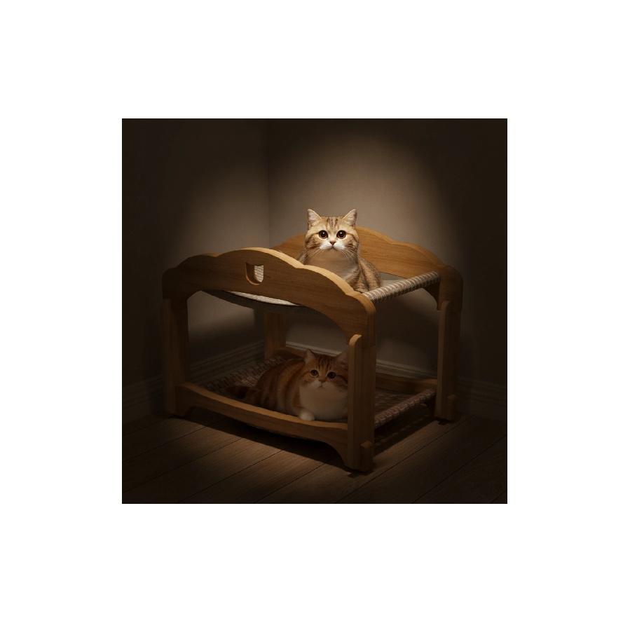 Two-Tier Cat Bed Raised Cat Bunk Bed Furniture Sturdy Compact for Multiple Cats, Pet Corner, Living Room