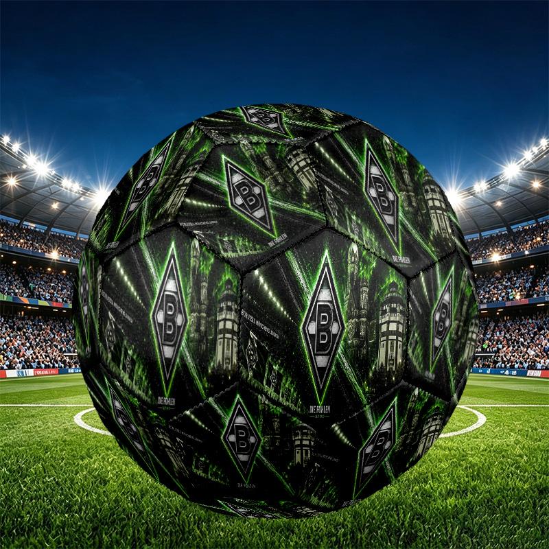 Borussia Monchengladbach Print Size 5 Soccer Ball, PU Wear Resistant Football for Match Training and Daily Practice, Birthday Gift for Soccer Fans