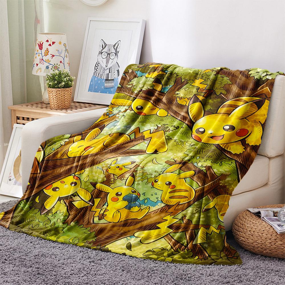 Pokémon Pikachu Cute Style Collection flannel blanket, warm for home bedroom, ideal gift choice