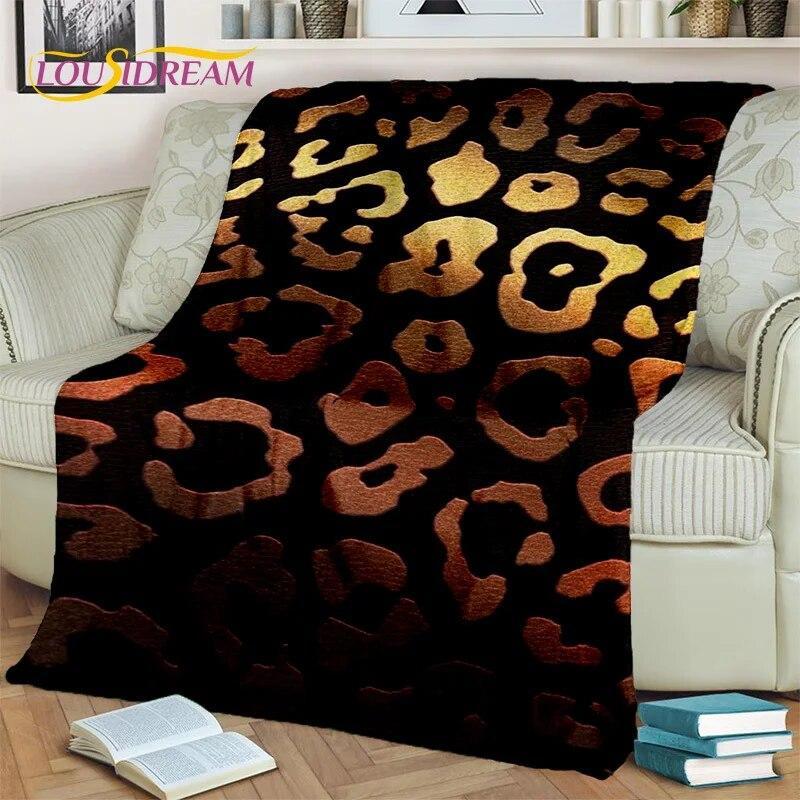 3D Wild Sexy Leopard Stripe Print Blanket,Soft Throw Blanket for Home Bedroom Bed Sofa Picnic Travel Office Cover Blanket Kids