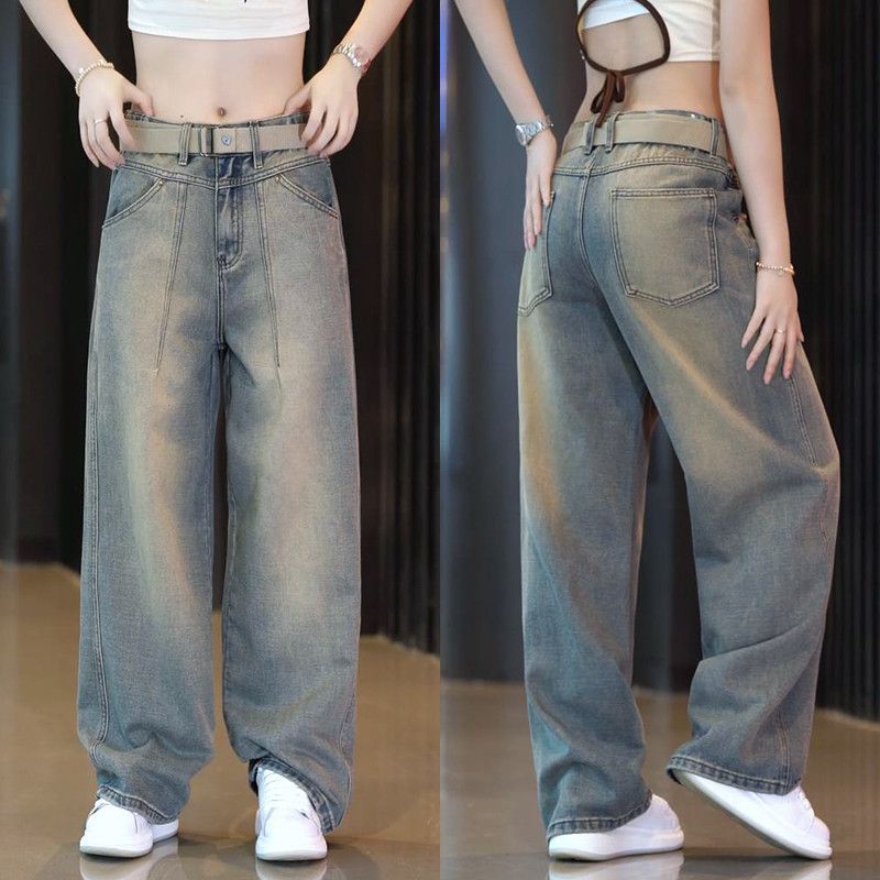 Retro Jeans for Men's Fashionable and Versatile Casual Straight Pants Wash Wide-leg Pants