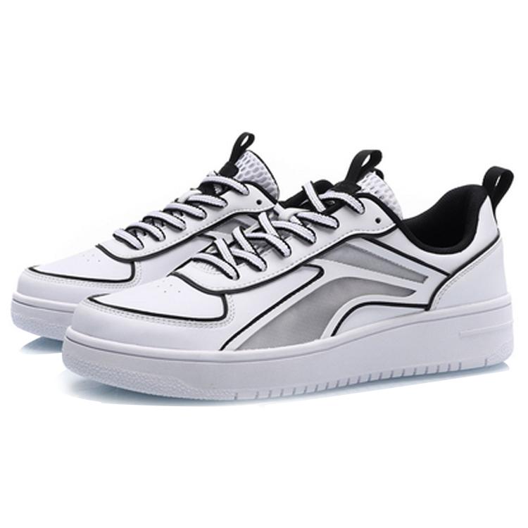 Li Ning Damen-Skateboardschuhe aus Kunstleder, rutschfest und abriebfest, niedrig geschnitten, weiß/schwarz, AGCP128-3