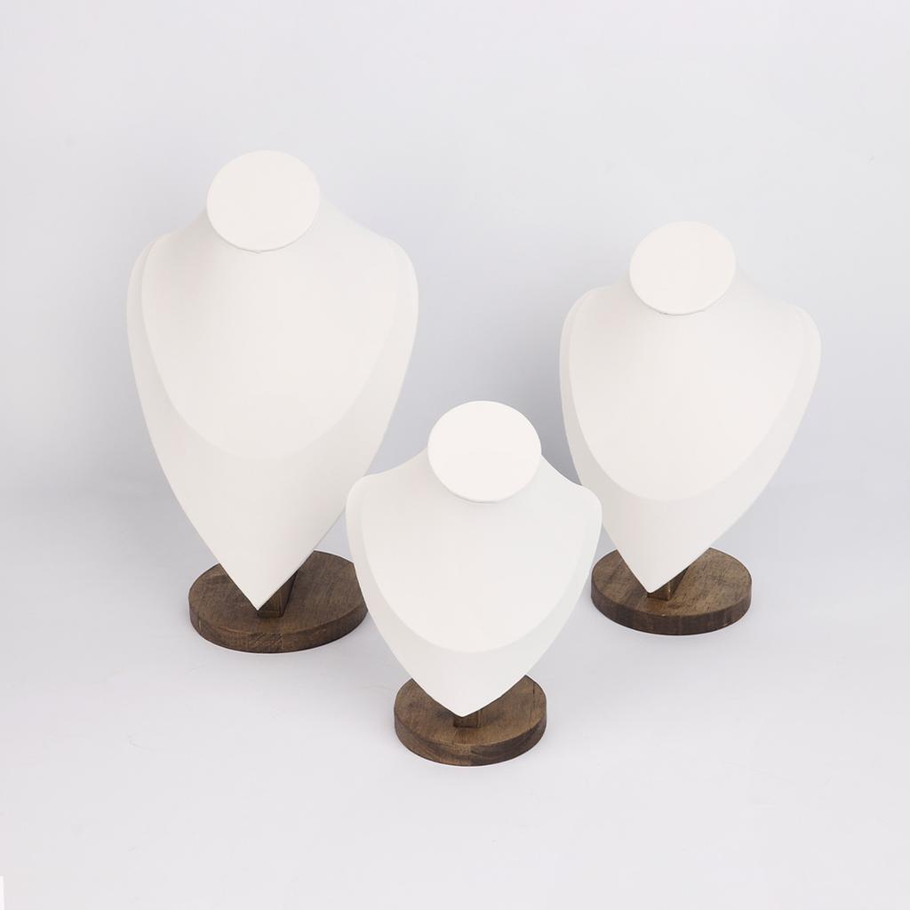 Walnut Color PU/Velvet Portrait Necklace Display Jewelry Display Stand Jewelry Mannequin Bust Necklace Pendant Window Display