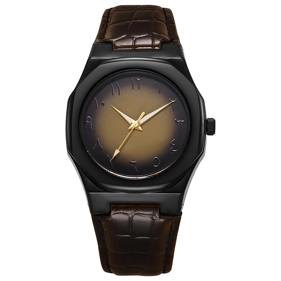 Mens Quartz Watch With Toad Pattern Leather Strap For Business Casual And Gift Use