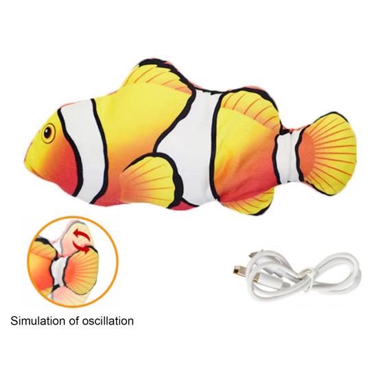 Flopping Fish Cat Toy Rechargeable Soft Stuffed Fish Interactive Chew Toy Realistic Fish Cat