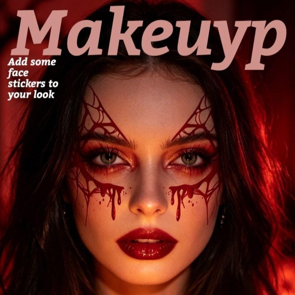 Pumpkin Halloween Face Temporary Tattoo Waterproof Body Art Scar Stickers Kids Adult Make Up