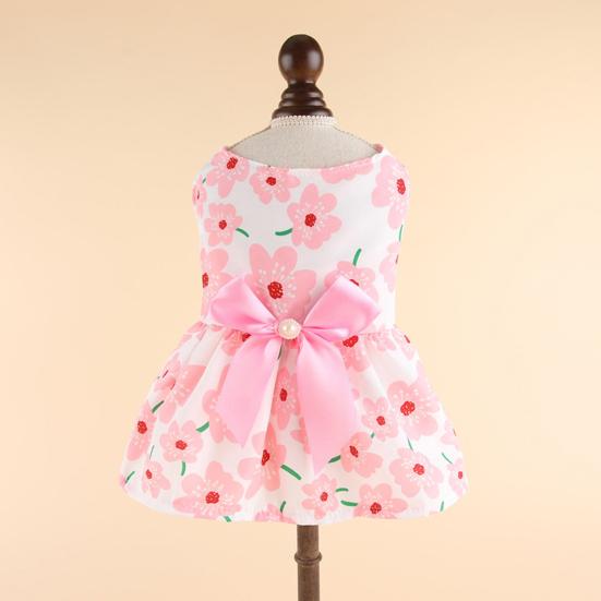 Pet Dress Two-legged Sweat-absorbent Breathable Colorfast Button Closure Dress Up Floral Printing Princess Style