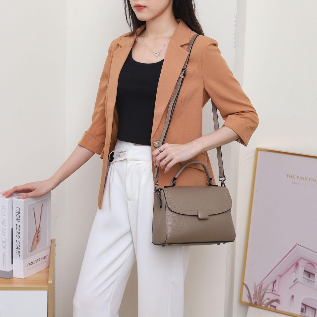 Cowhide Shoulder Women's Bag Large Capacity, Women's Fashion Simple Tote Bag Practical Commuter Bag Multi-partition