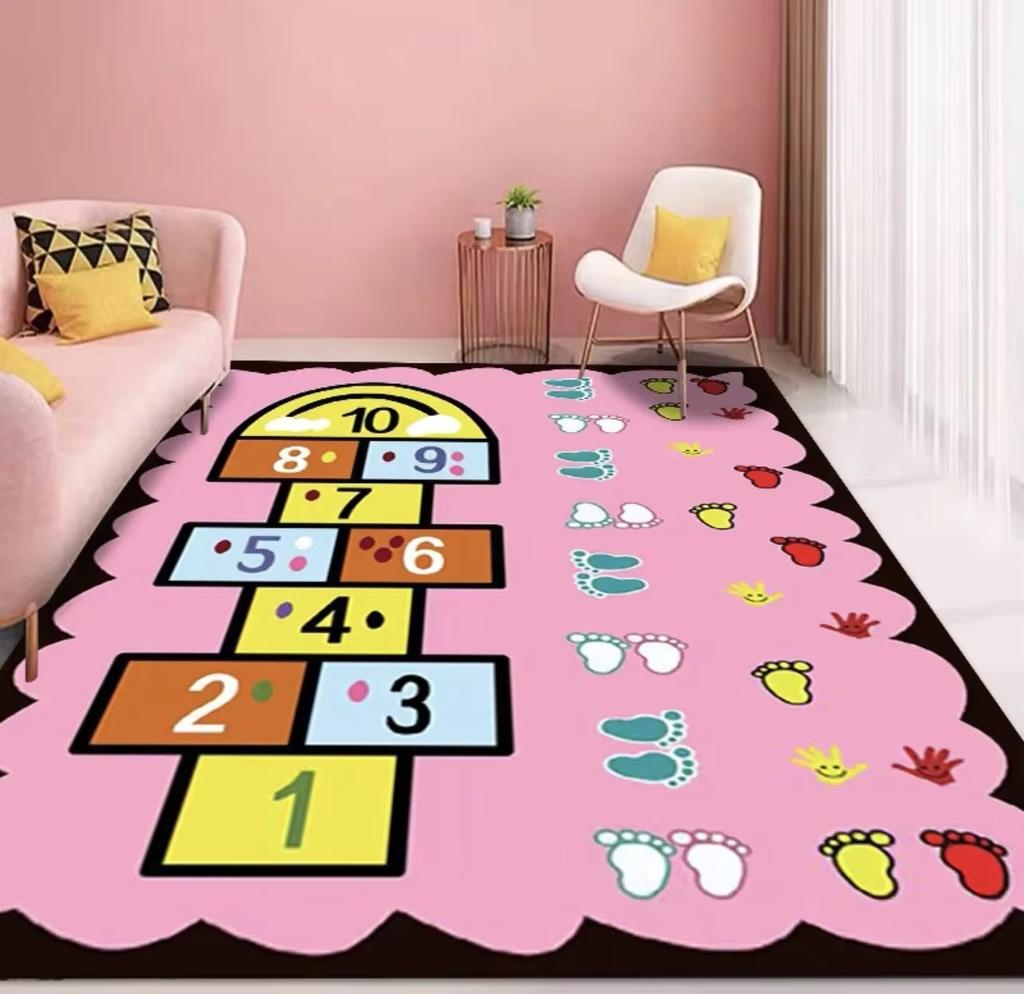 Cartoon Hopscotch Carpet Non-Slip Children's Room Study Table and Chair Mat Kindergarten Play Floor Mat Home Decoration