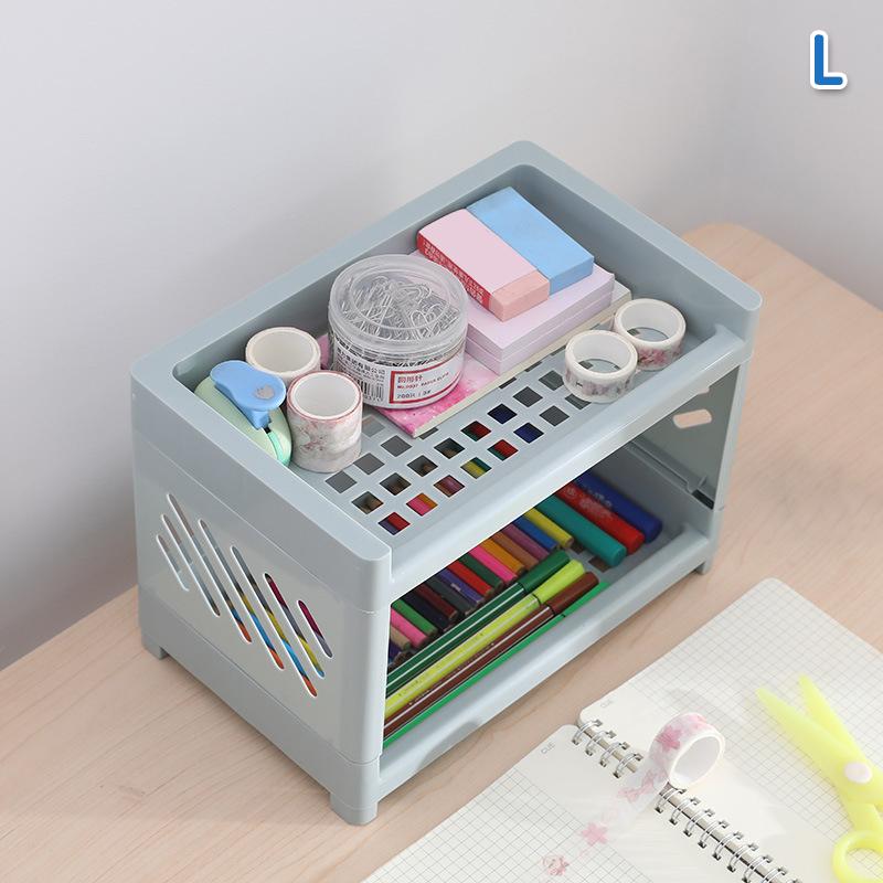 2-Tier Plastic Storage Rack,Multi-Purpose Desktop Organizer Shelf for Bathroom,Kitchen,Makeup & Stationery