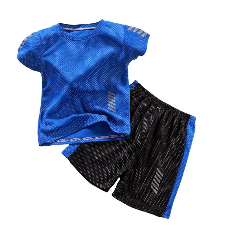 Kids Quick-Dry Breathable Short-Sleeve Shirt and Shorts Set Summer Two-Piece Set