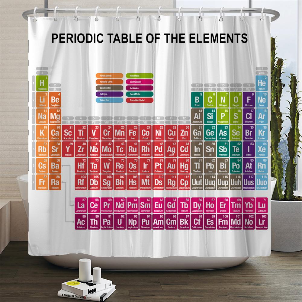 

Periodic Table of Elements Shower Curtains Waterproof Bathroom Curtain With Hooks Decoration Creative Personality Shower Curtain W90xH180cm