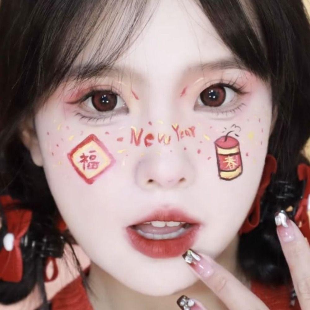 Long Lasting New Year Face Tattoo Waterproof Cheek Temporary Tattoo  Festival Holiday Events