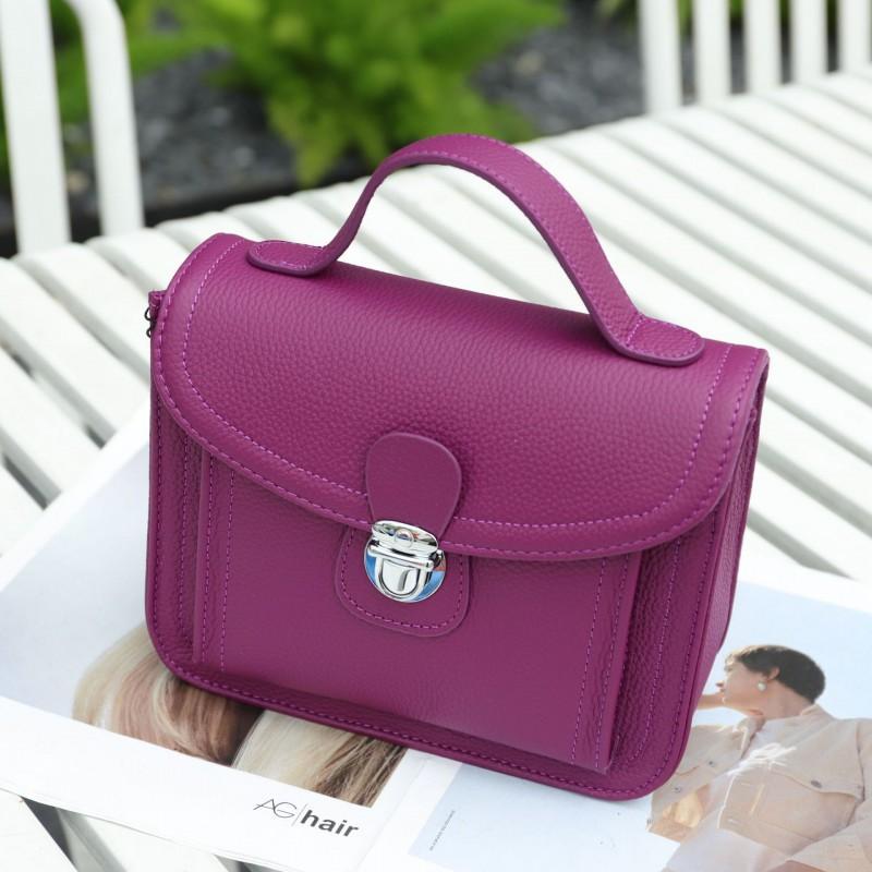 

Support Small Single-head Cowhide Temperament Messenger Bag Genuine Leather Women s Simple Fashionable Single-shoulder Cross-section Length 21 width 9 height 18CM фіолетовий