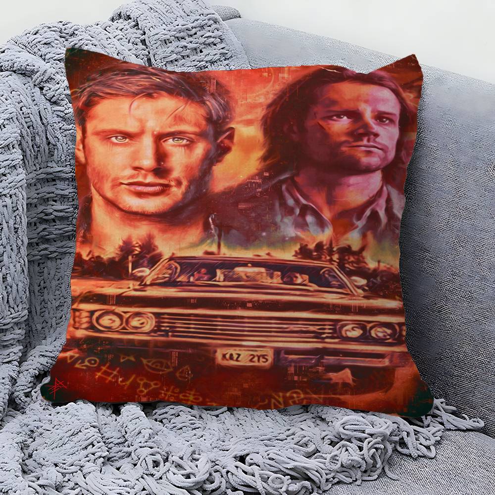 Tv Show Supernatural Office Cushion Pillowcase Car Cushion Cover45X45CM Lumbar Pillowcase Sofa Pillowcover