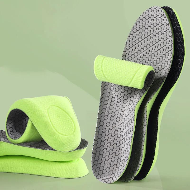 Fashion 2pc Sport Insoles Unisex Arch Support Orthotic Insoles Breathable Deodorant High Elastic Shock Absorption Cushion Soft Shoe Pads