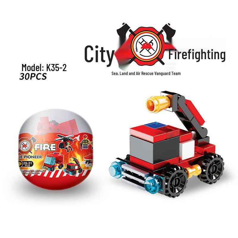 City Fire Truck Building Blocks 12-in-1 Transformable DIY Assembly Interlocking Toy Car
