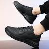 Fat feet wide fat large size spring and autumn casual sports black shoes chef leather shoes