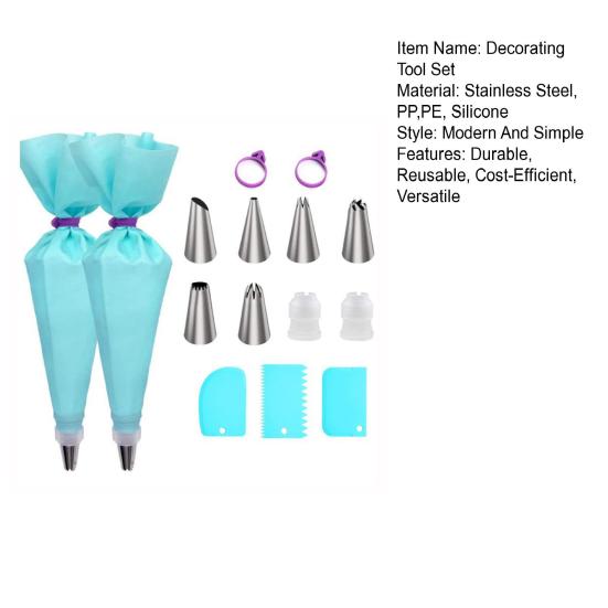 Stainless Steel Piping Tips Set with Bags Cake Decorating Kit for Buttercream Flowers Professional Baking Tools