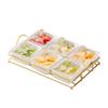 Luxury Ceramic Snack & Fruit Platter with Gold Stand