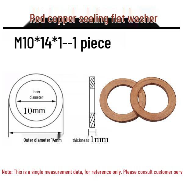 Annealed Red Copper Gasket Washer Pad for Sealing Fastener, M4-M34