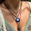 Jewelry Devil Blue Eyes Vintage Beaded Necklace Ladies Necklace Wax Thread Pull Rope Necklace