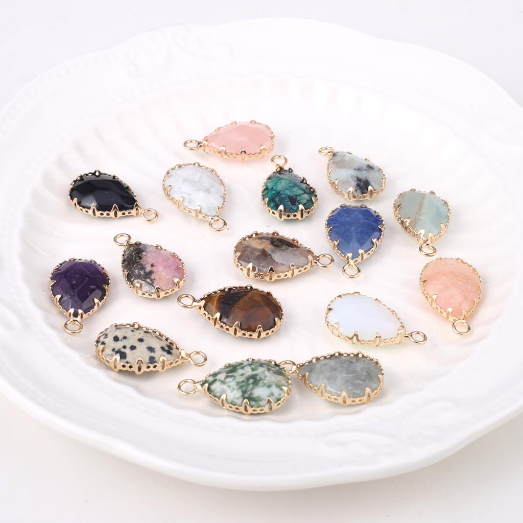 2 Stücke Naturstein Kleine Anhänger Tropfenförmigen Facettierten Anhänger Für Schmuck Machen DIY Halskette Ohrringe Armband Zubehör