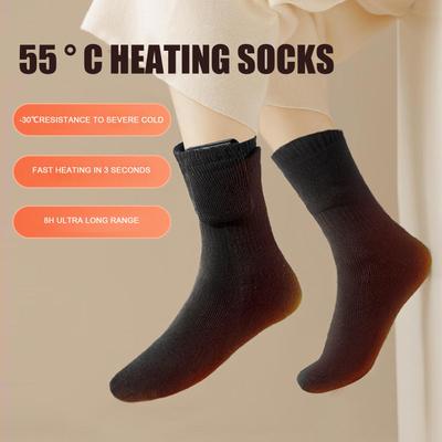Winter Warm USB Heated Socks Long Cold-Proof Socks Thickened Outdoor Sports Foot Warmers Heated Socks 3 Seconds Quick Heat 55C