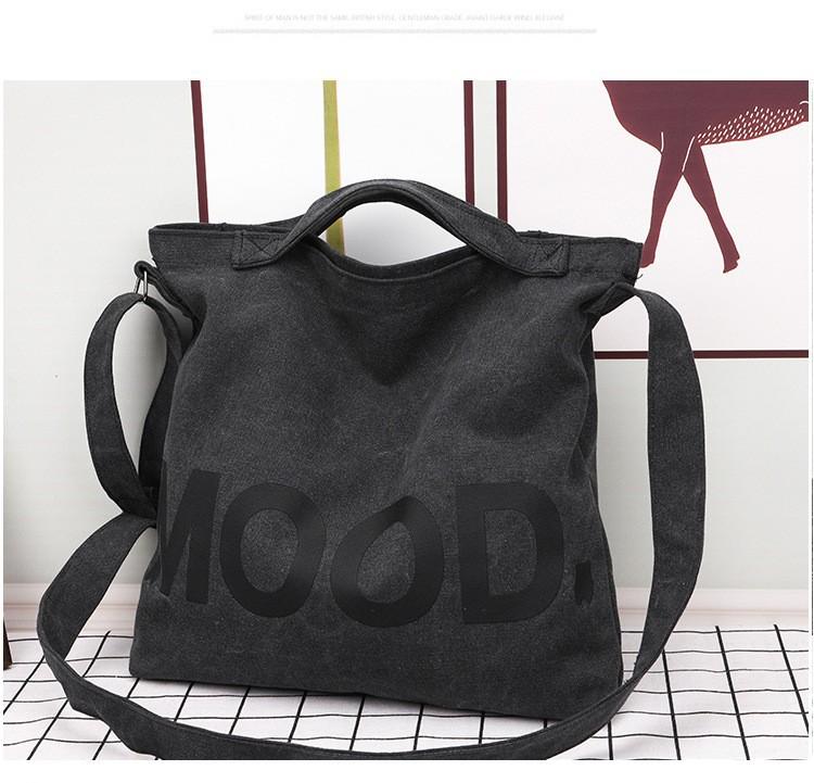 Canvas bag women's shoulder messenger bag cloth bag college students class literature and art simple large capacity