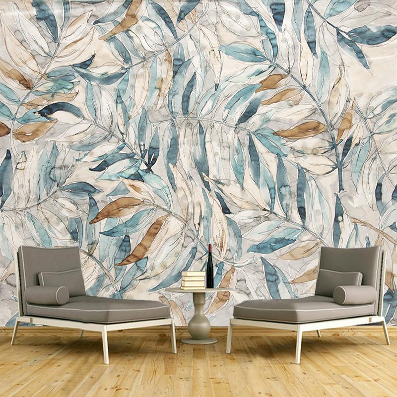 3D tropická rostlina Zelené listy Nástěnná malba Tapeta Nástěnná malba Obývací pokoj Ložnice Pohovka Studovna Jídelní pozadí Nástěnné dekorace Fresco Papel De Parede