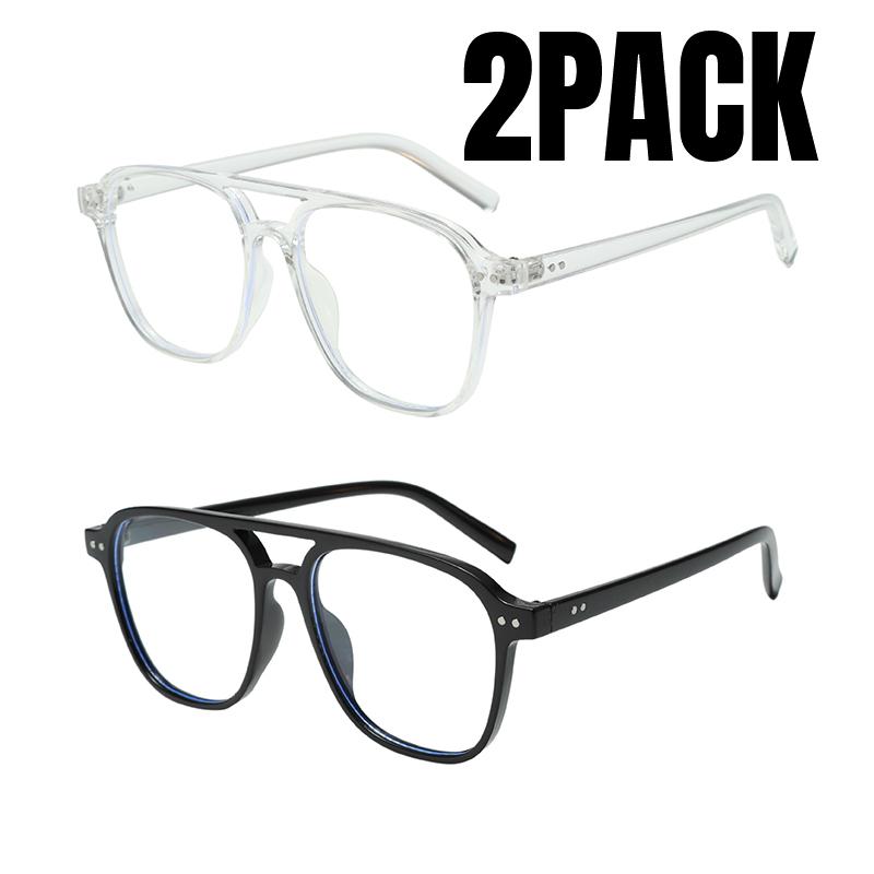 2PACK Fashion Double Bridges Pilot Women Sunglasses Retro Rivets Men Trending Gradient Sun Glasses Shades UV400