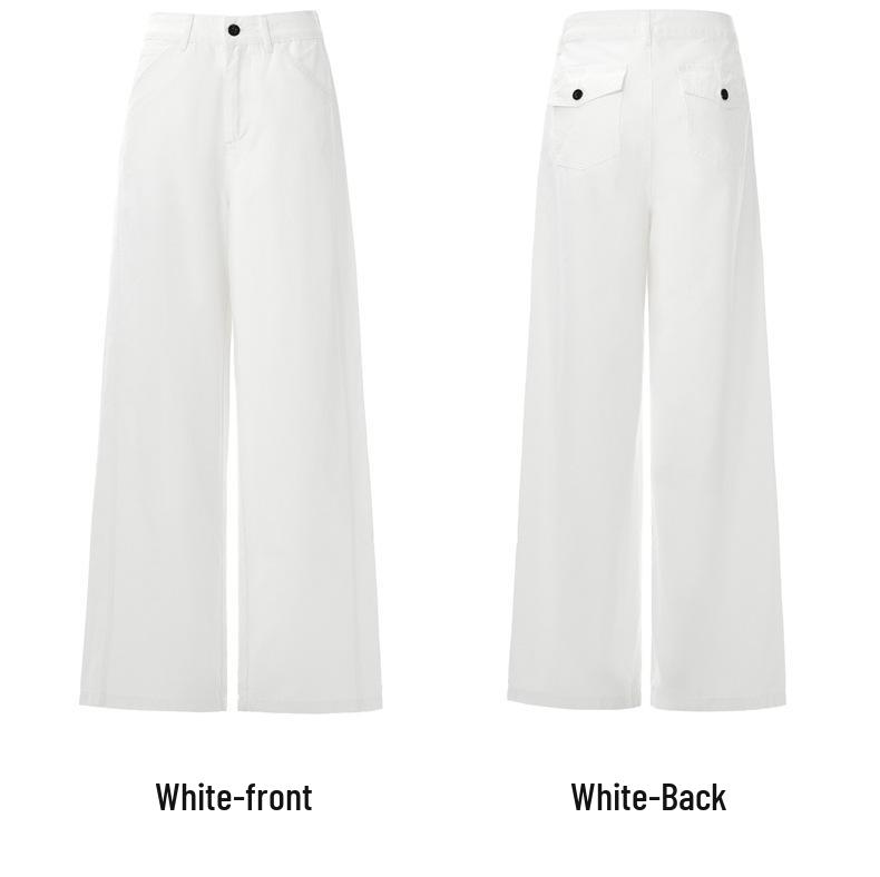 Autumn 2025 Khaki High-Waist Loose Straight-Leg Women's Jeans - Casual, Slimming, Fashionable Wide-Leg Pants