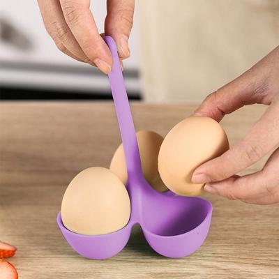 Cuocitore per uova in silicone 3/5 cavità Manico lungo Resistente al calore Facile drenaggio Cuociuova Portabicchieri fumante Forniture da cucina