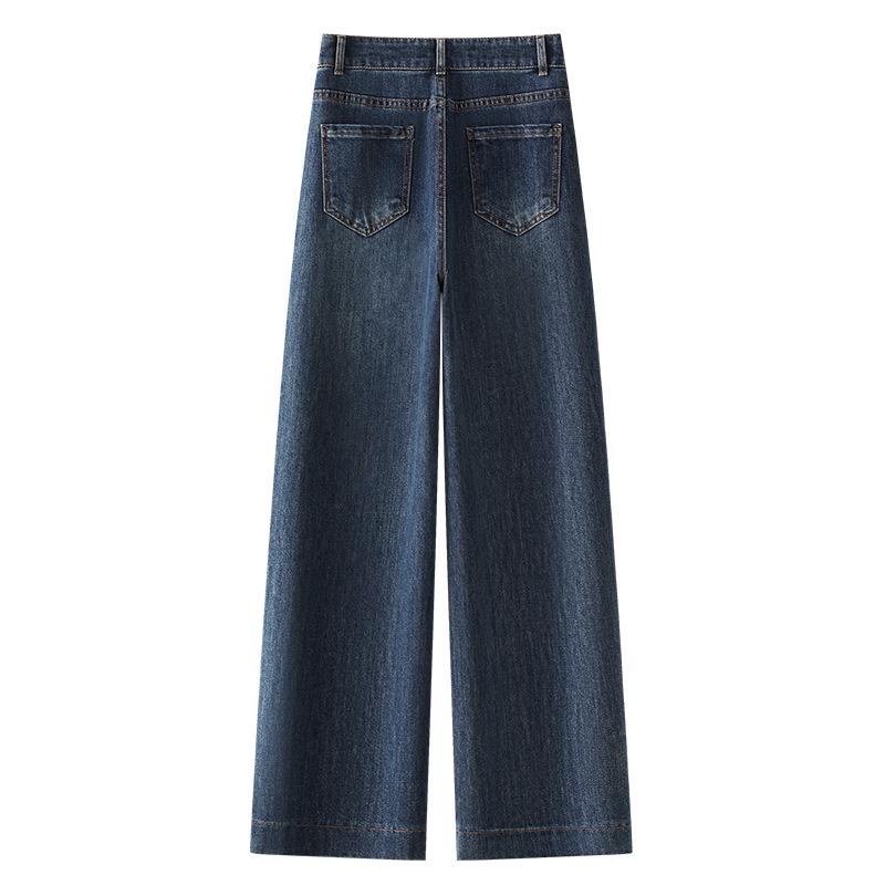 Women's Retro High-Waisted Wide-Leg Jeans - Slimming, Narrow-Leg, Ideal for Spring and Autumn 2025