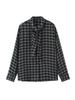 2025 Autumn/Winter Women's Plaid Shirt: Minimalist European/American Style with Flowing Collar