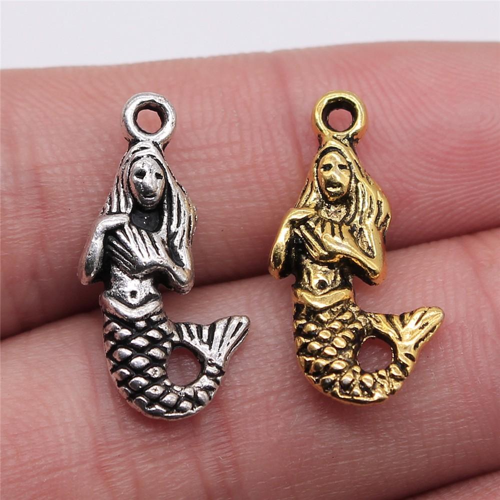 Mermaid Skeleton Charms Gothic Alloy Pendants For Halloween DIY Jewelry Accessories