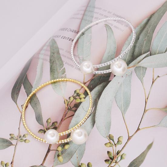 Yousheng 1 Set Women Jewelry Set Faux Pearl Polished Contrast Color Opening Rhinestone Body Decoration Adjustable Ear Stud Clavicle Necklace Jewelry