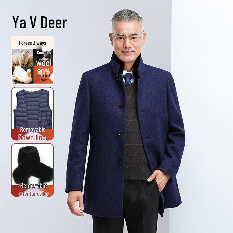 

Мужское полупальто средней длины Yalu в деловом повседневном стиле из смесовой шерсти со съемной подкладкой из пуха и воротником из меха кролика рекс XL (155-170 lbs)