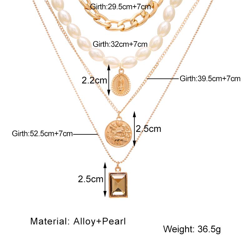 Jewelry Vintage Coin Necklace Sweater Chain Female Personality Temperament Multi-layer Necklace